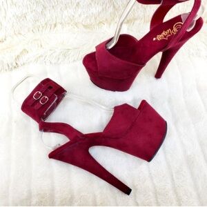 Pleaser Sandal Heels- Red Velvet